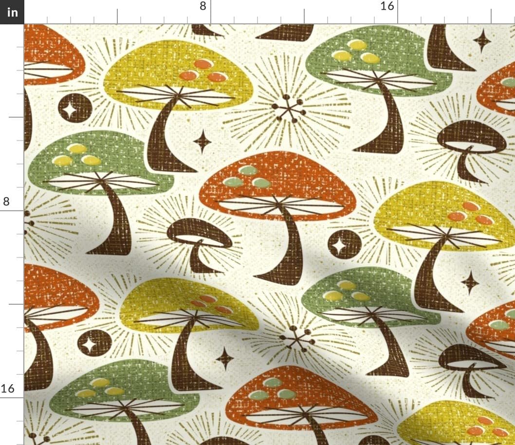Spoonflower Fabric - Autumn Mushrooms Printed on Petal Signature Cotton Fabric by The Yard - Sewing Quilting Apparel Crafts Decor