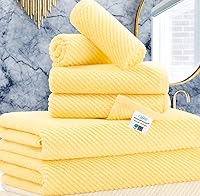 Vista 29 de Juego de 4 toallas de baño amarillas, toallas de baño de lujo, grandes de 30 x 56 pulgadas, algodón, de secado rápido, ligeras, gruesas, suaves