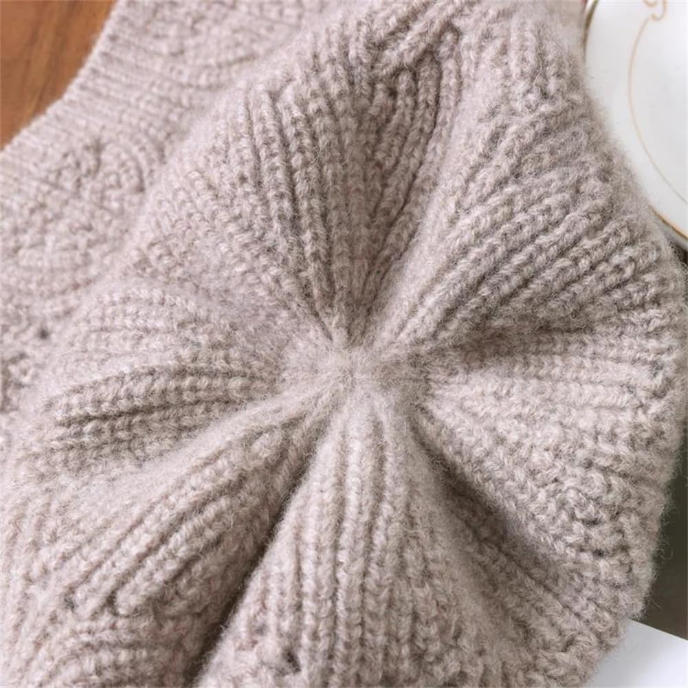 Cappelli Lavorati a Maglia， Berretto Unisex in Lana Merino Multicolore(Red)