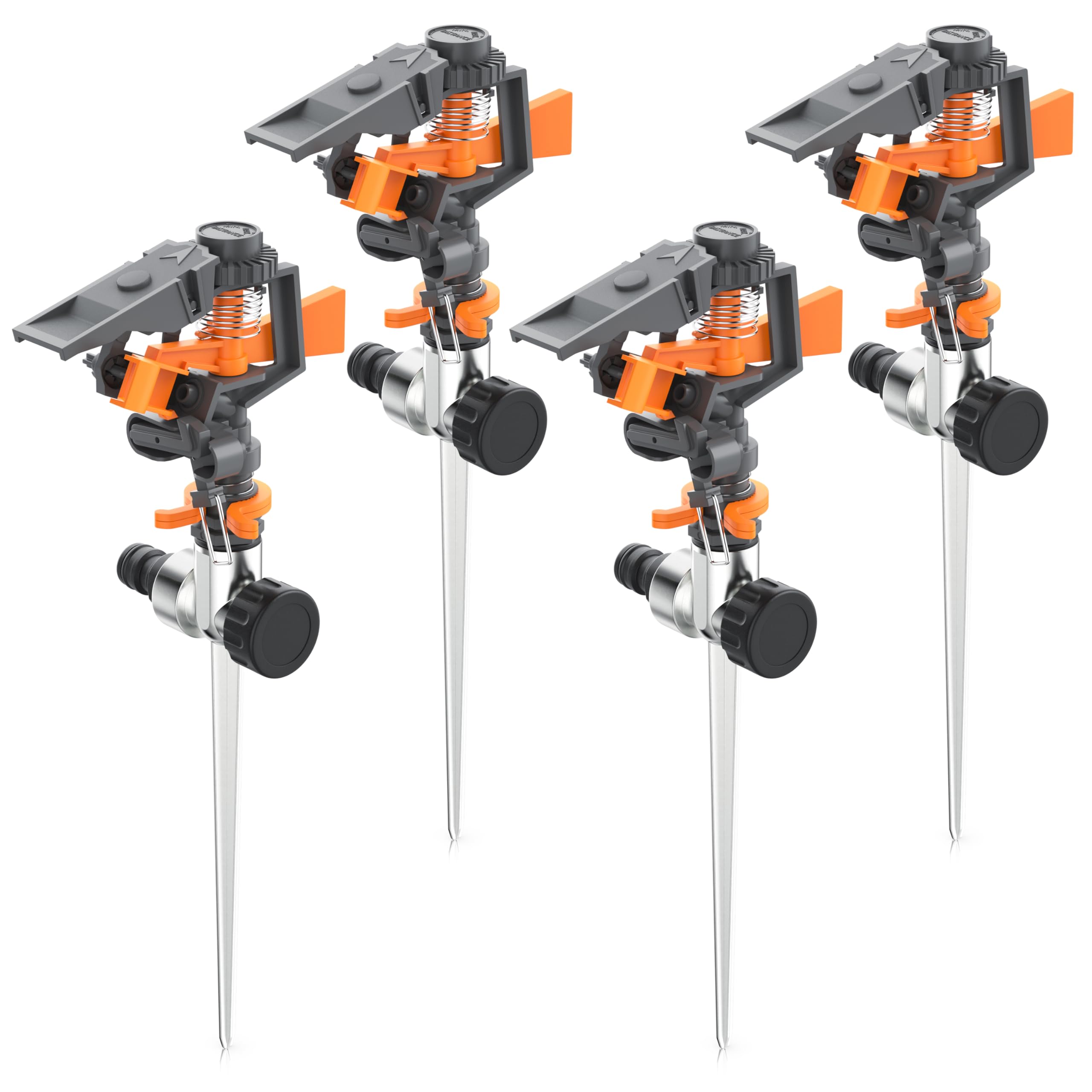 Brandson - Impulsregner 3/4 Zoll - Gartensprinkler Rasensprenger - Kreis- und Sektorenregner - Rasensprenger mit Pulsation – rotierend – mit Schnellkupplung – große Flächen