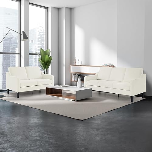 Miniatura 86 de VINGLI Sofás para sala de estar, sofá pequeño marrón de 71 pulgadas, sofás modernos de mediados de siglo, 3 plazas, cómodo sofá tapizado de felpilla