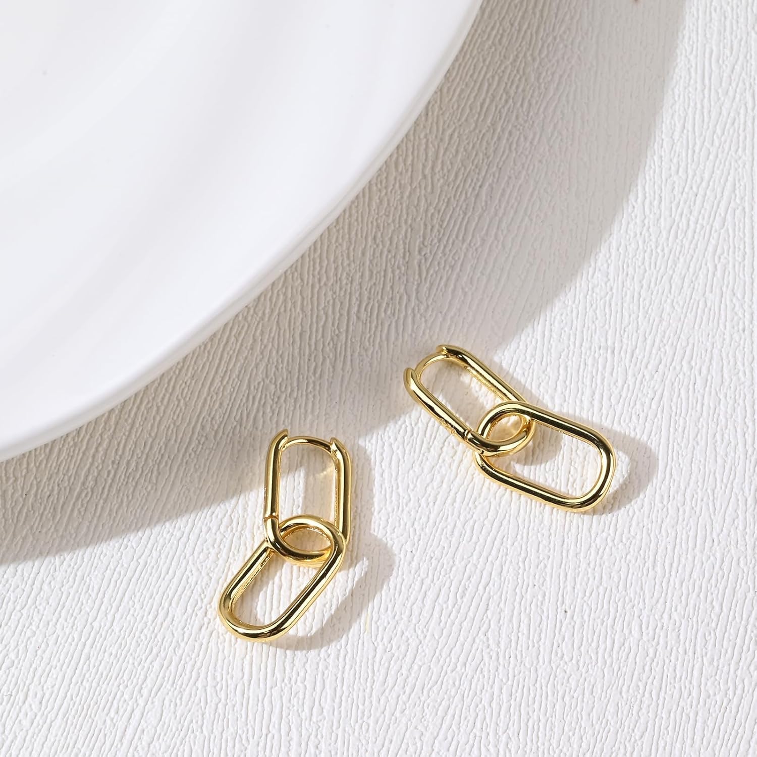 14K Gold Plated Trendy Huggie Hoop Earrings for Women–Hypoallergenic Dangle Drop Gold Silver Earrings with Statement Chunky Paperclip Link Chain Jewelry Design - Image 6