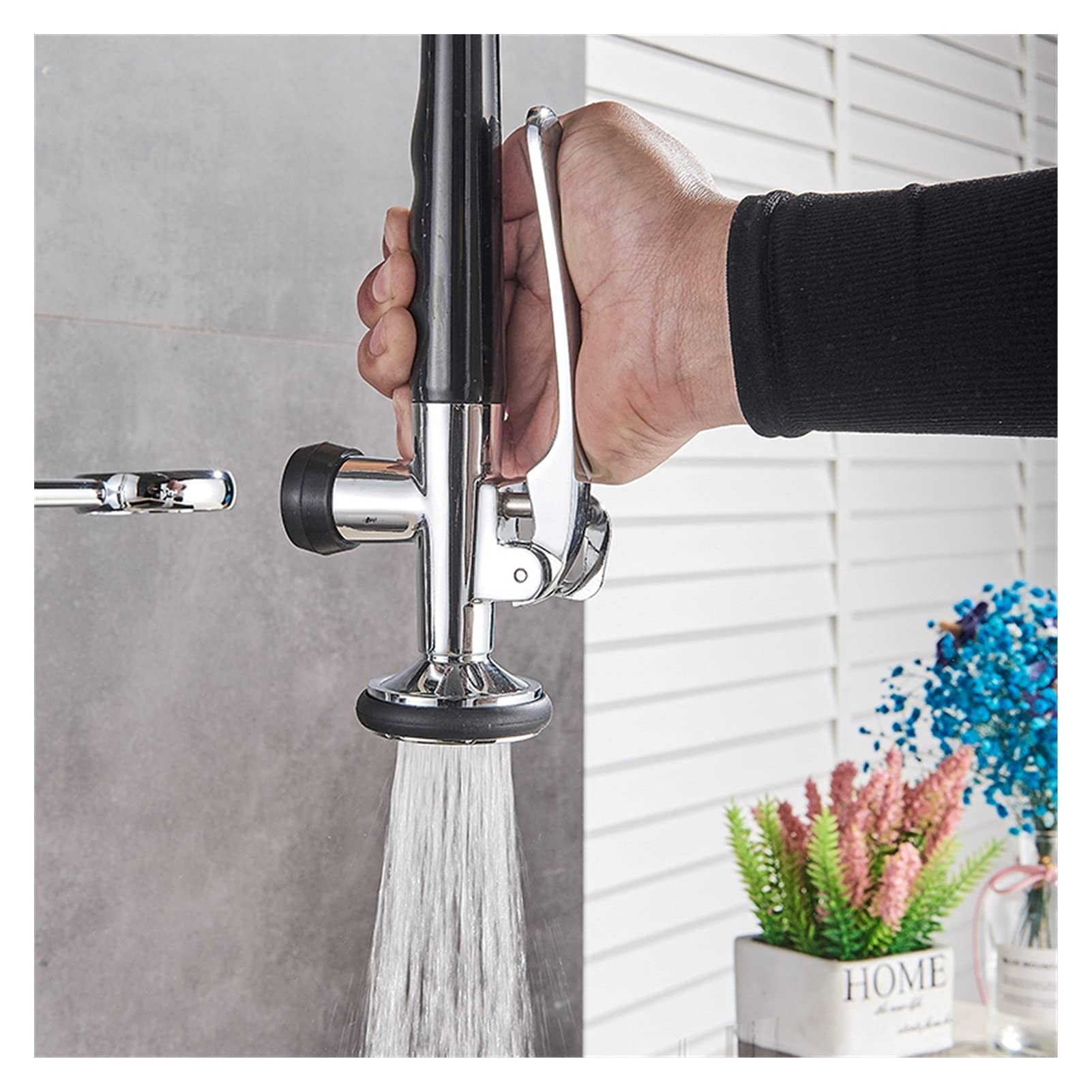 Grifo de Cocina, Grifo de Cocina extraíble, Cabezal de rociador de Manos Libres con Cerradura, Grifo de Cocina de Agua fría y Caliente, caño Giratorio/Grifo Cromado Comfortable Anniversary