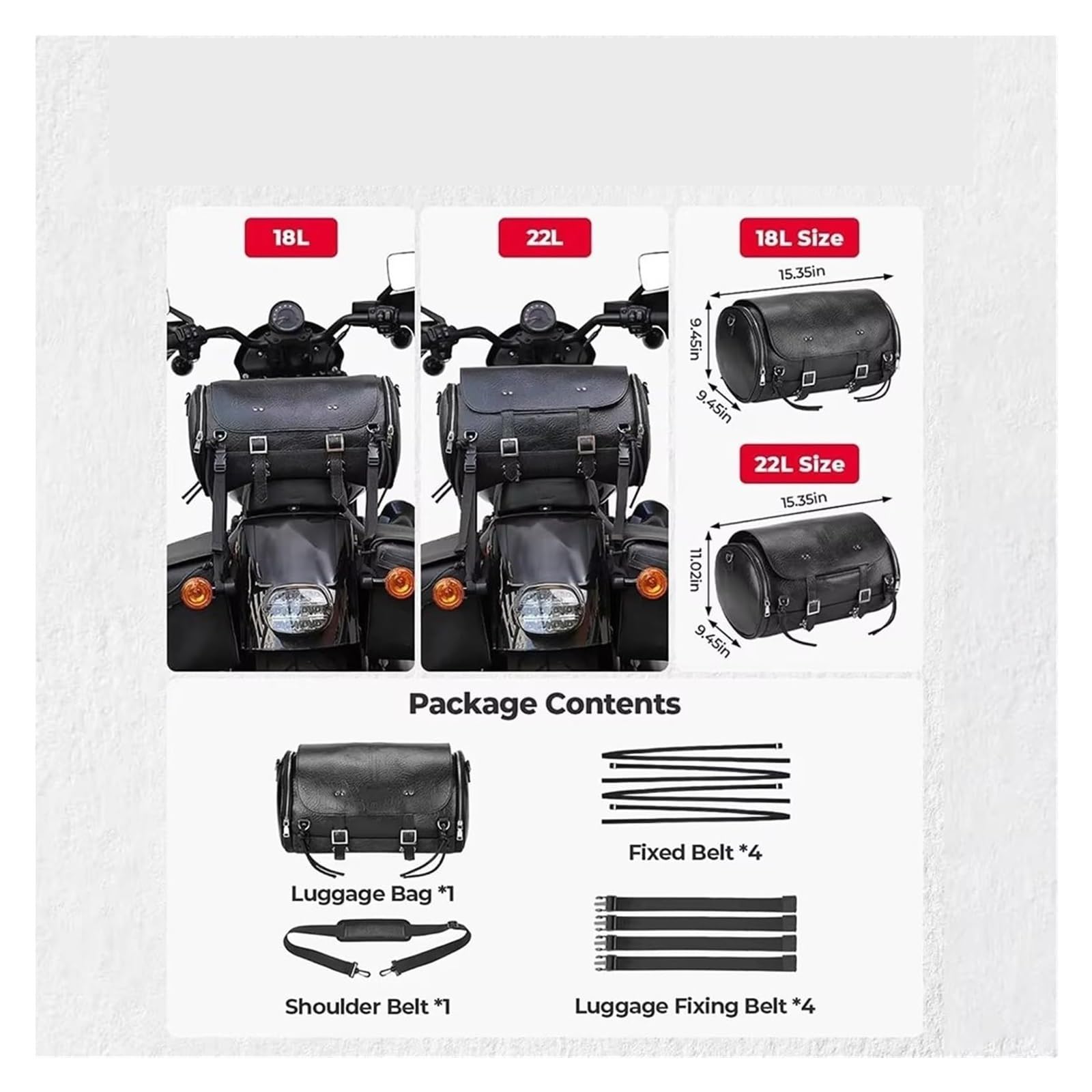 Moto Paraurti Borsa per Sportster per Softail per Dyna per V-Star per Shadow Coda Moto Sella Posteriore in Pelle Borsa da Espandibile 18-22L
