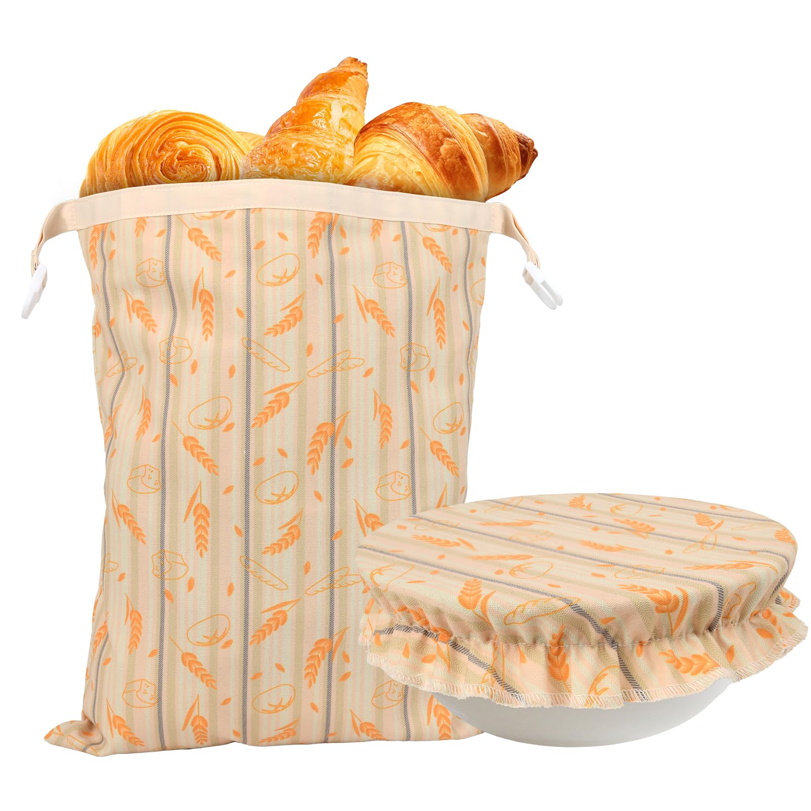 Lamere Terre Reusable Beeswax Bread Bag Set - Large, Minimalist, Rectangular, Drawstring, Canvas and Cotton with Beeswax Coating, Bread Proofing Cover, Freezer and Dishwasher Safe, Non Toxic, Airtight