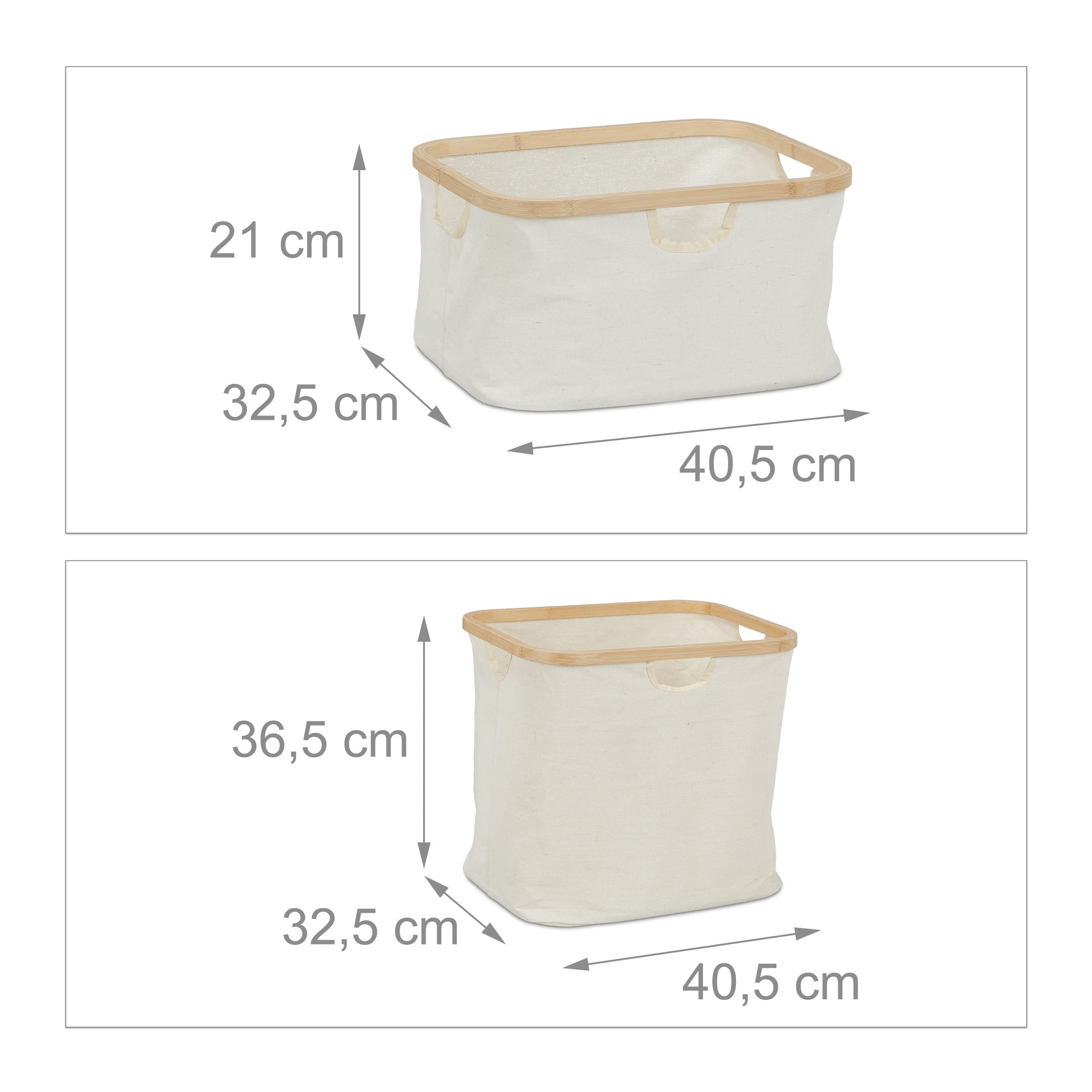 Relaxdays Wäschekorb Regal, Bambus, Wäschesortierer 2 Fächer, HBT: 85x44x33 cm, Badregal mit Wäschesammler, natur/beige