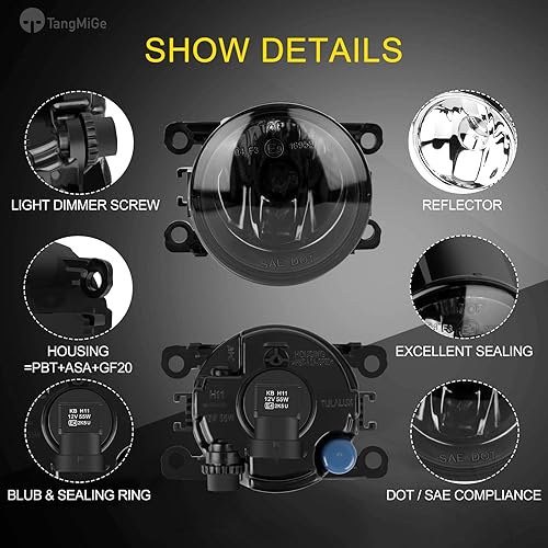 Miniatura 4 de TangMiGe Lámparas antiniebla para Nissan Honda, Ford, Acura, Subaru, Suzuki, Lincoln, Jaguar, accesorios para conducción, luz antiniebla, repuesto