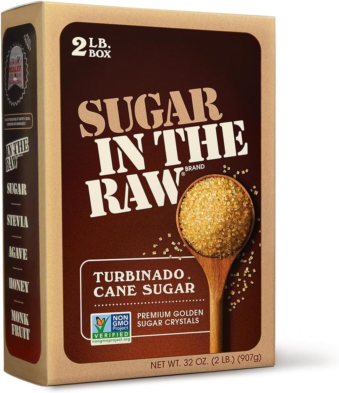 Granulated Turbinado Cane Sugar, 2 lb Box, Pure, All-Natural Turbinado Sugar, Non-GMO Project Verified, Kosher, Vegan and Gluten Free