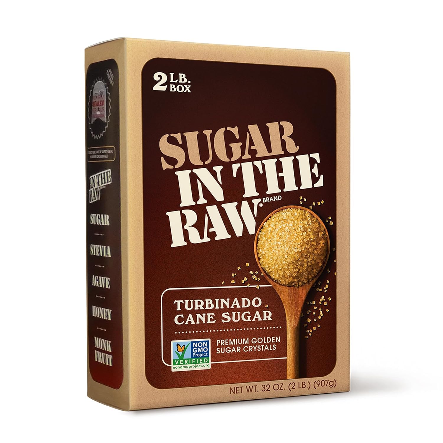 In The Raw Granulated Turbinado Cane Sugar, 2 lb Box, Pure, All-Natural Turbinado Sugar, Non-GMO Project Verified, Kosher, Vegan and Gluten Free