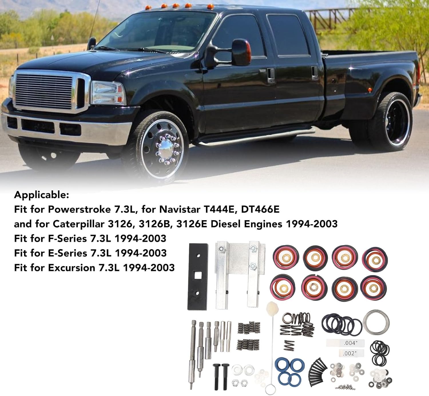 243pcs Injector Rebuild Tool Kit Fit for Powerstroke 7.3L Navistar T444E DT466E Caterpillar 3126 3126B 3126E 1994 to 2003 - Replaces OE 1833564C92 - O Ring Seal Spring Shim Set