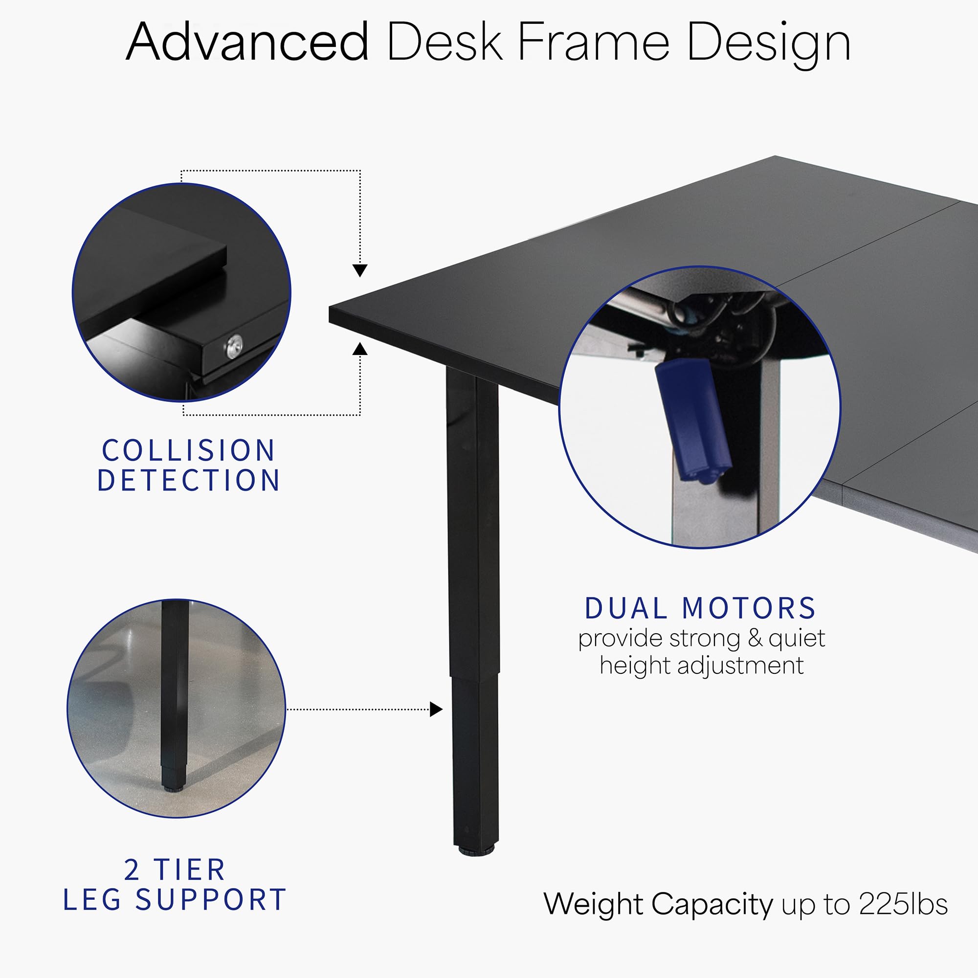 VIVO Electric Height Adjustable 95 x 55 inch Memory Stand Up Conference Table 4 Black Square Corner Tops — view 5