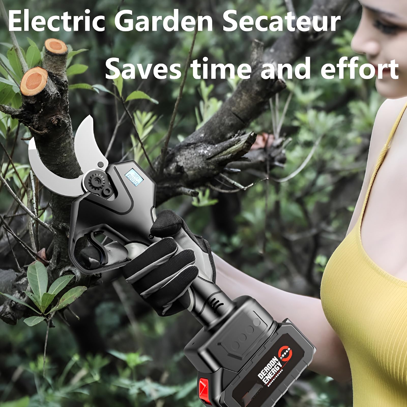 Forbici da potatura elettriche Professionali, Inserti Senza Fili per Giardinaggio, con Doppia Batteria e Lame di Ricambio Extra, attrezzo per potatura Alberi e Giardino.