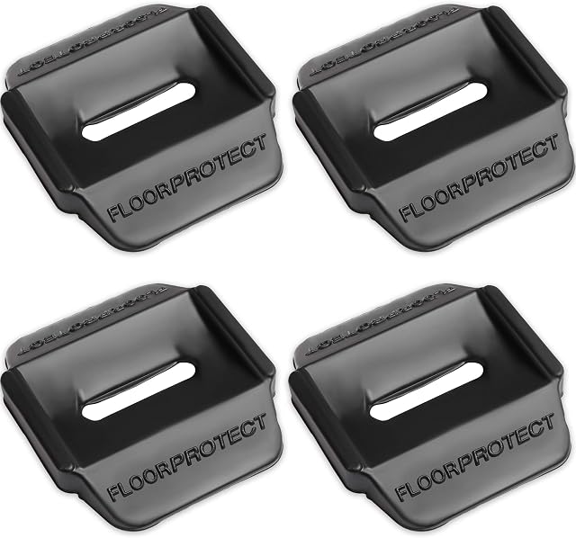 Floor Protector Castor Cups for Wooden Floors, Laminate, Linoleum Flooring, Tiles - Rubber Furniture Pads for Bed, Sofa, Chair Feet - Home & Office Carpet Protection - 4-Pack