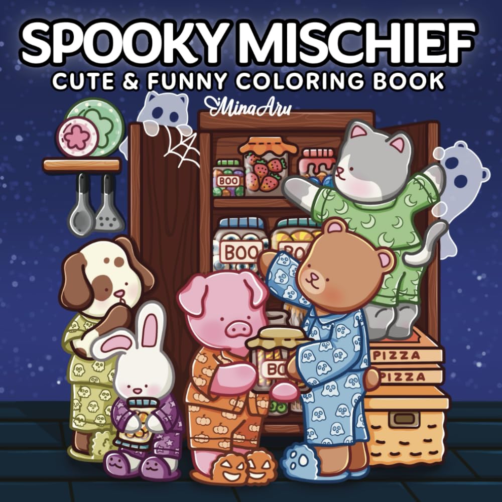 Spooky Mischief: Cute & Funny Halloween Coloring Book for Adults and Teens Featuring Adorable Animals in Cozy Chaos and Silly Adventures for Relaxation and Stress Relief (Cute & Funny Coloring)