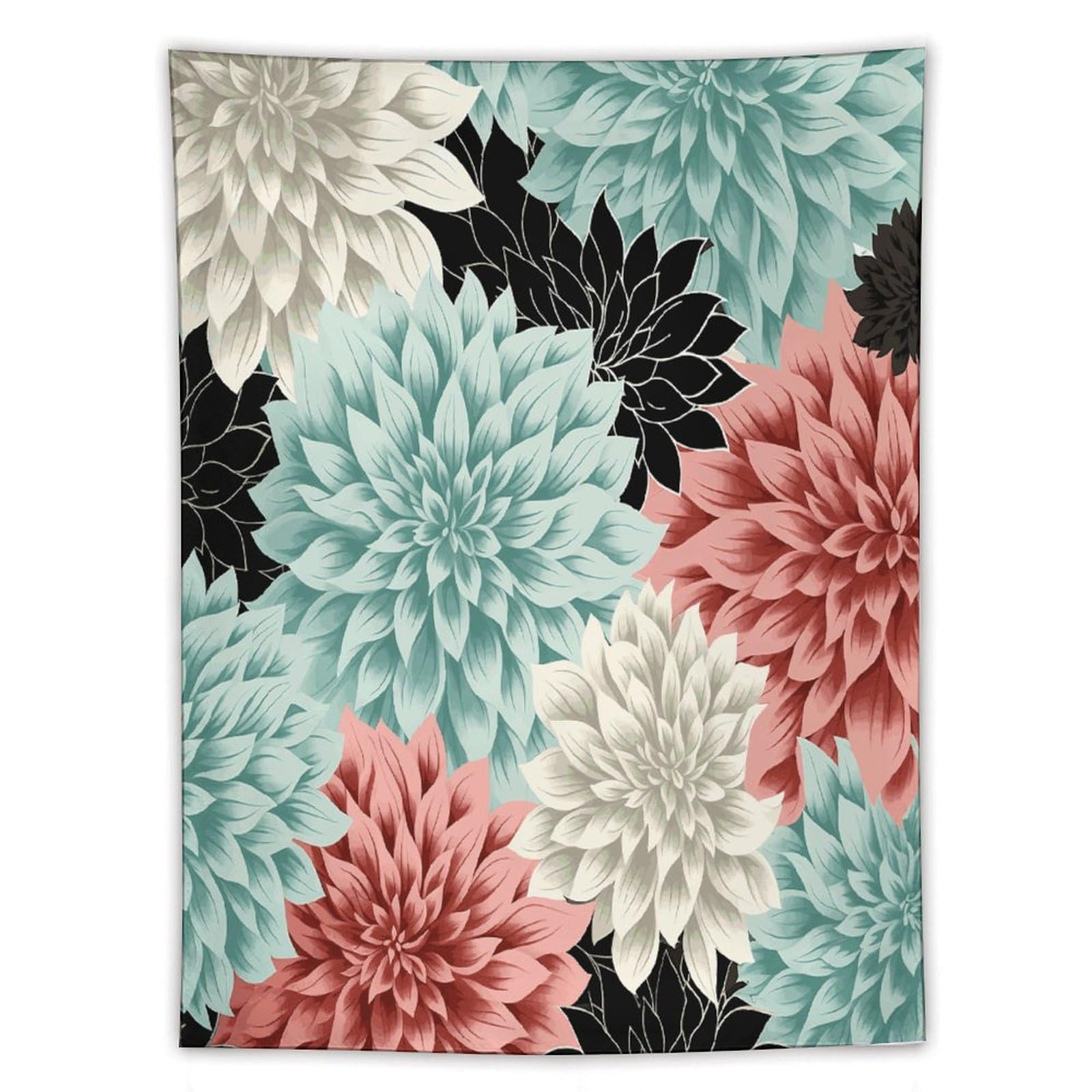MUSM Dahlia Flower Tapestry with Installation Kit Personalized Wall Tapestry Aesthetic Tapestries Backdrop Banner Wall Art Hanging Decor for Home Picnic Beach Blanket 60"x80"