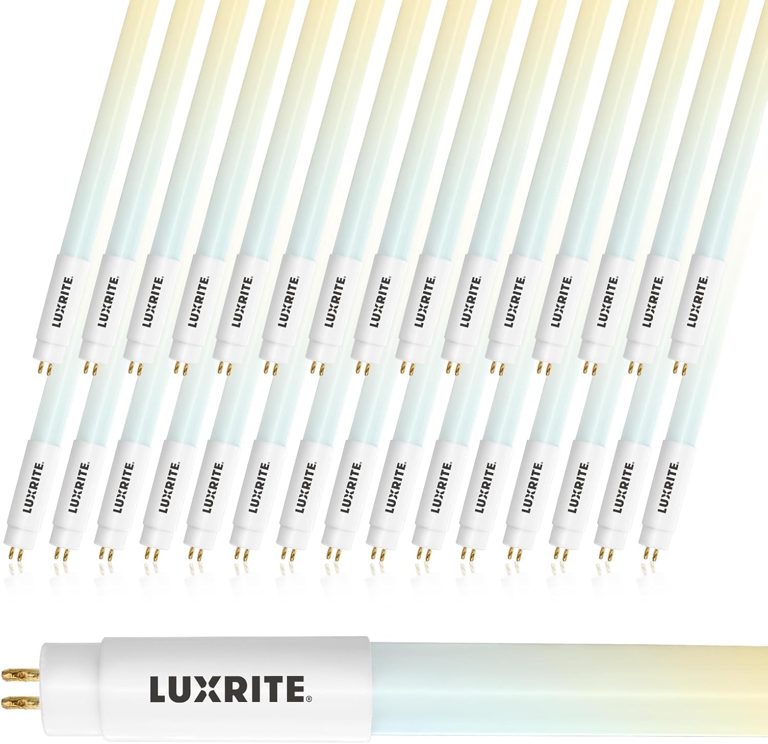LUXRITE 30-Pack 4FT T5 LED Tube Lights, Type B, 24W=54W, 4 Colors 3500K | 4000K | 5000K | 6500K, 45.79", Single and Double End Powered, Ballast Bypass, 3200LM, F54T5 Fluorescent Replacement, UL, DLC
