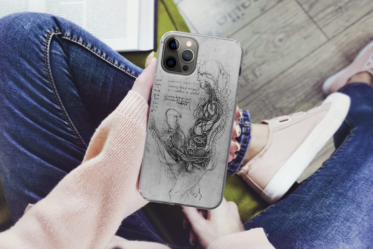 MuchoWow Funda para iPhone 13 Pro - La reproducción Humana - Leonardo da Vinci - Funda de Silicona/Funda Blanda para teléfono móvil