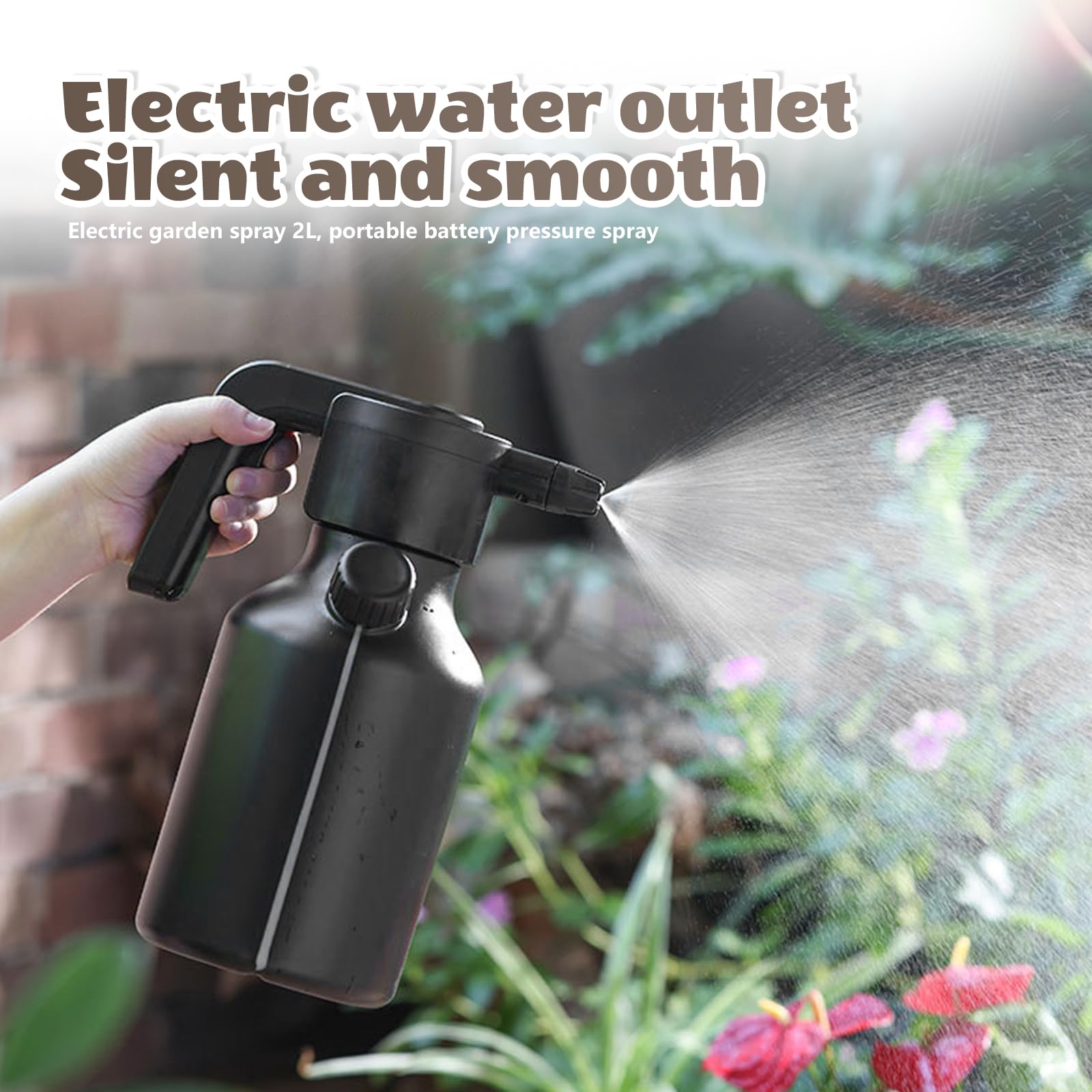 Spruzzatore elettrico Ricaricabile 2L: Spruzzatore A Pressione, Spruzzatori Da Giardino Elettrico con Ugello Regolabile E Tappo Dosatore per Piante, Pulizia, Auto