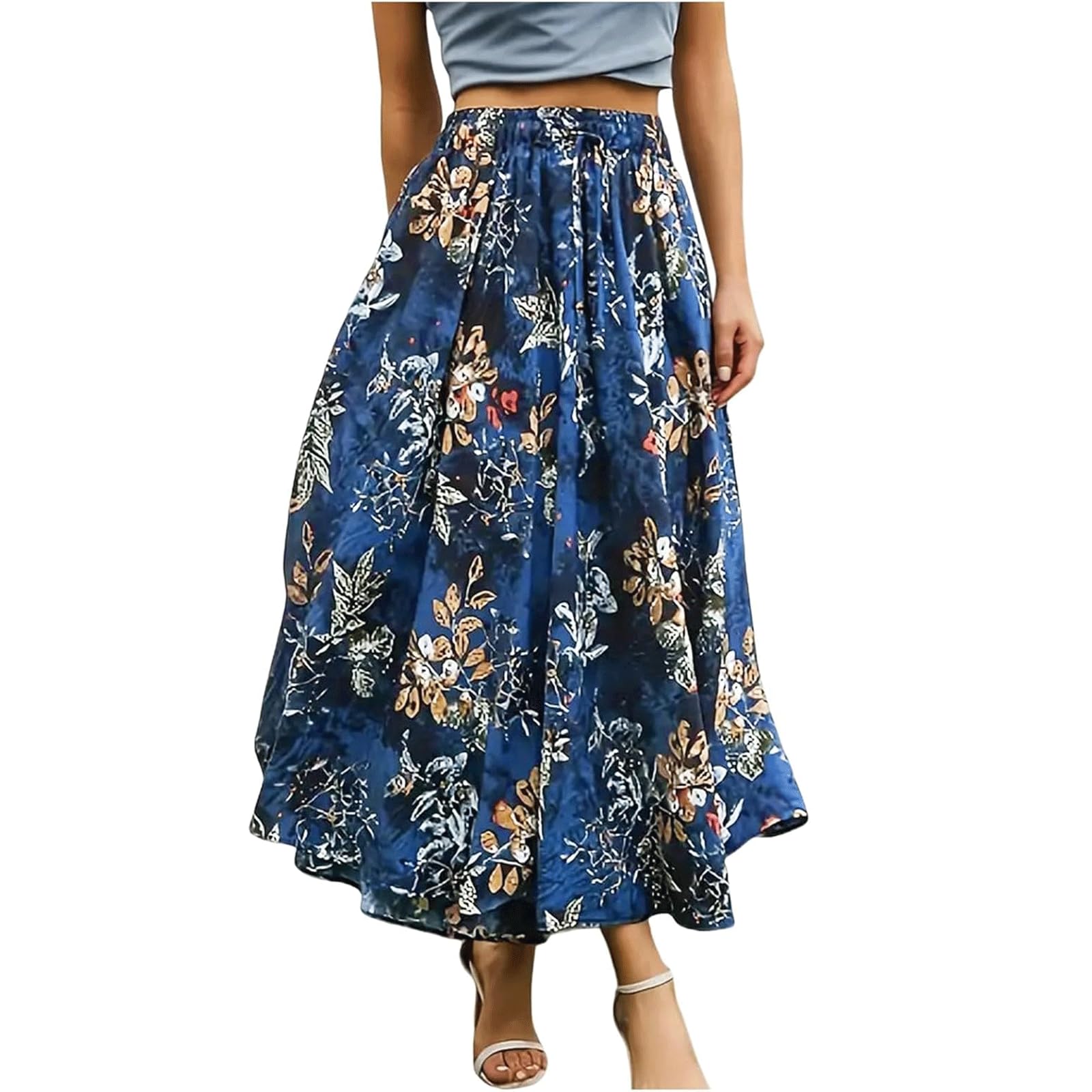 Jupes longues fluides imprimé fleuri jupe longue boho femmes chic