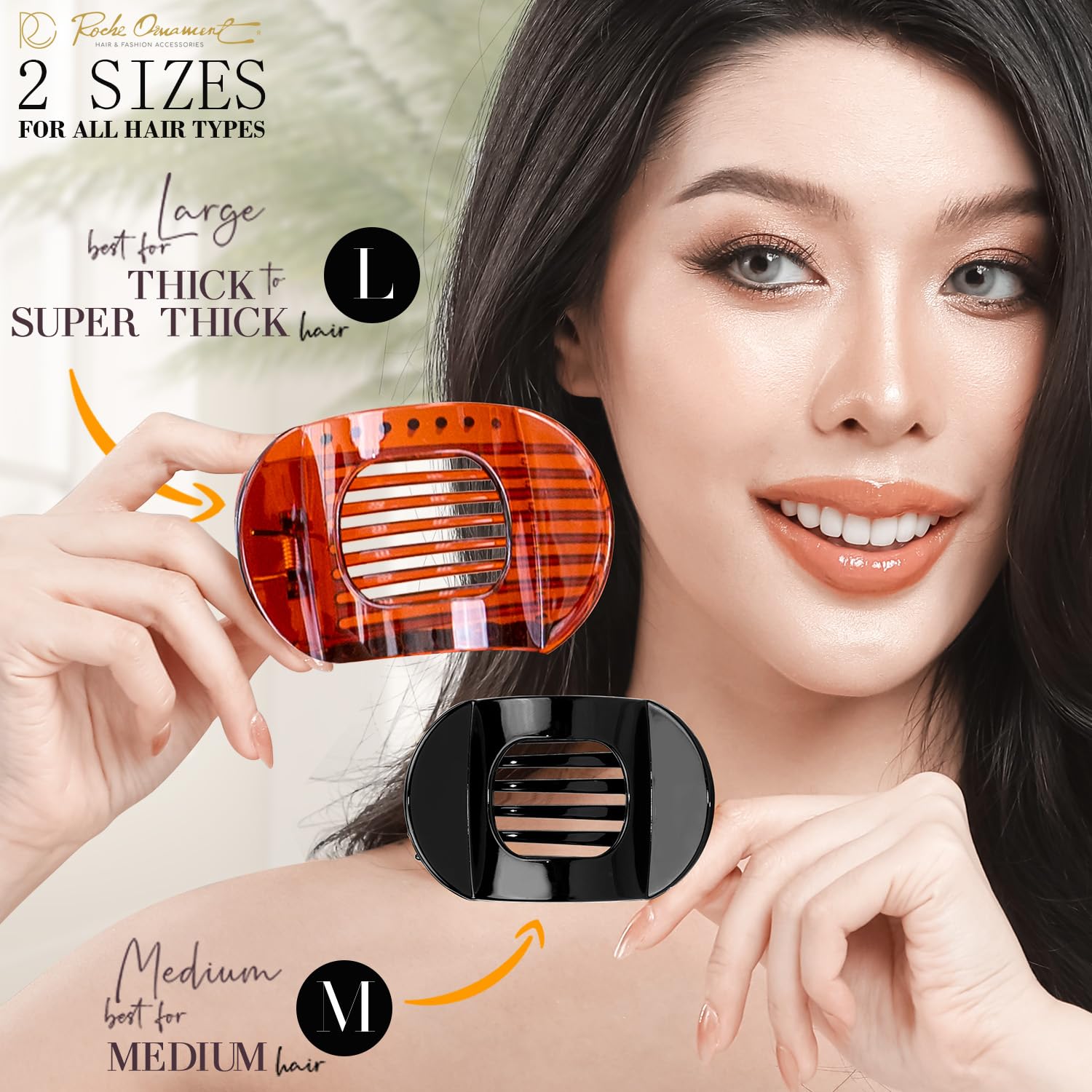 RC ROCHE 6 Pcs Flat Claw Hair Clips for Women Thick Hair French Round Duckbill Square Secure Strong Hold Grip Clamps Barrettes Curved No Slip No Crease Styling Cute - Image 4