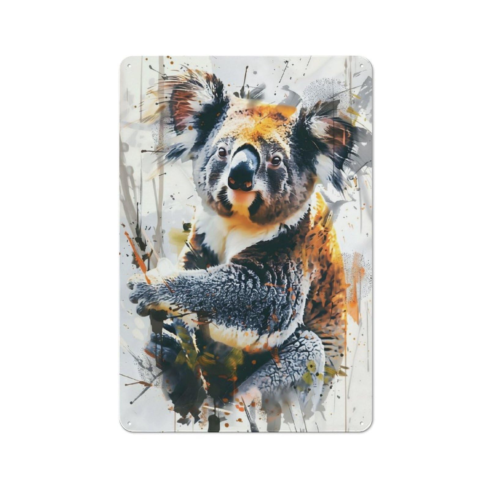 Junmoney Watercolor Koala Bear Printed Metal Sign 30X20cm For Guest Room Or Hallway, Suited To Home Decor Collectors