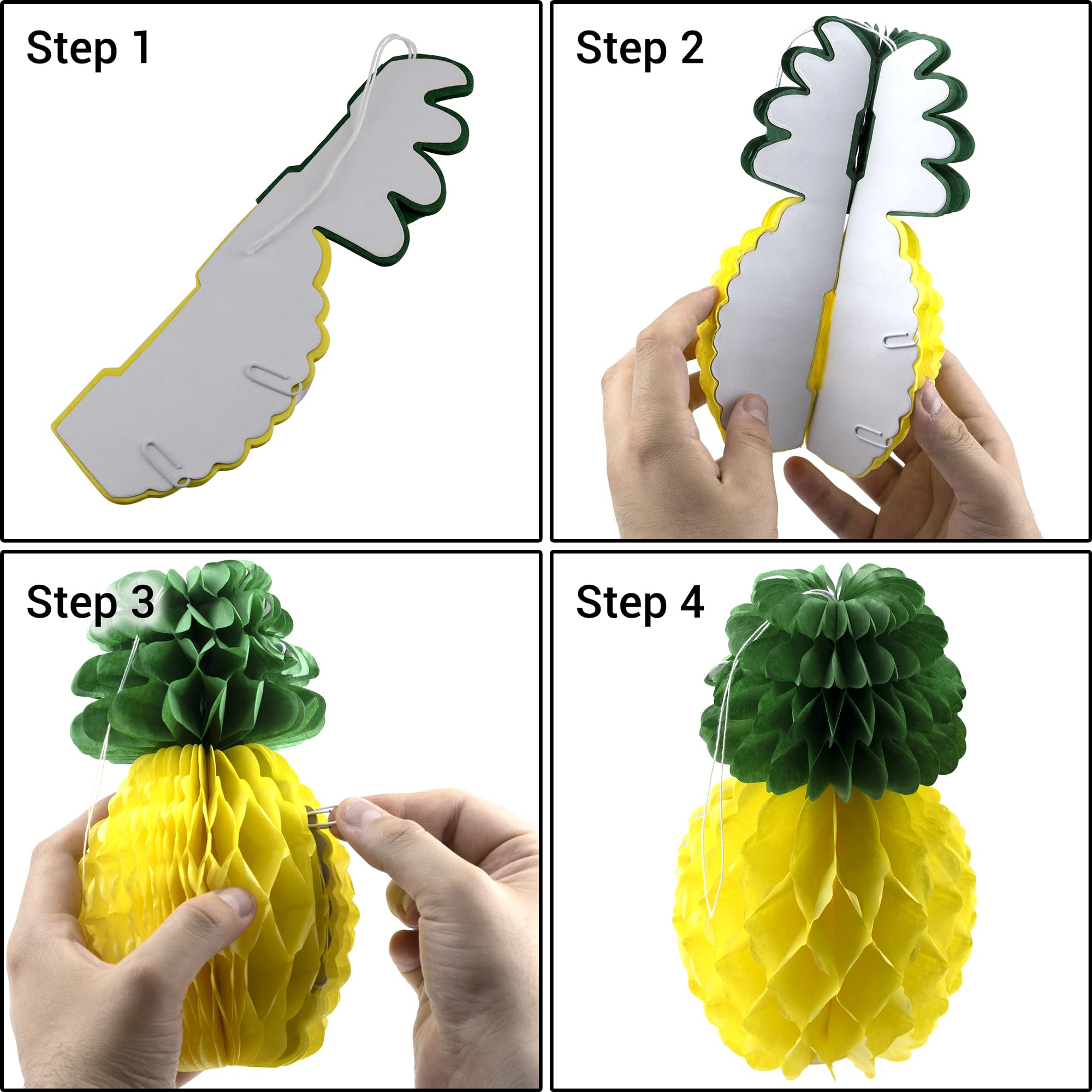 Lodokdre Confezione da 12 centrotavola in carta velina all'ananas 20 cm per feste, decorazione da appendere tavola hawaiana Luau per feste di compleanno, matrimonio o casa bomboniera