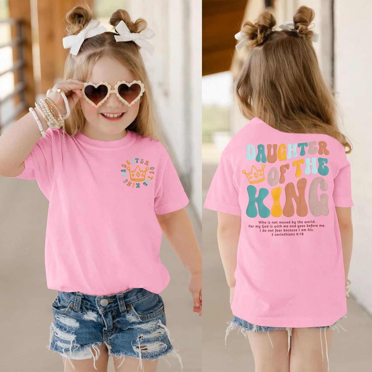 Toddler Baby Girl Christian Shirts Daughter of The King T-Shirt Religious Faith Tee Inspirational Short Sleeve Top - Image 3