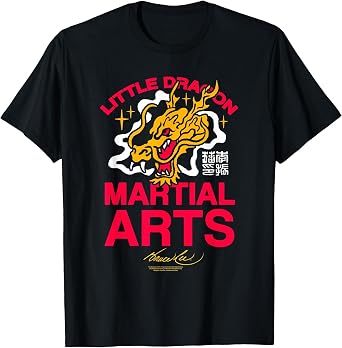 Bruce Lee Vintage Little Dragon Martial Arts Logo T-Shirt