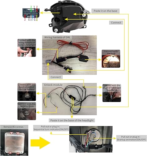 Miniatura 5 de VLAND - Faros delanteros de proyector LED compatibles con BMW MINI Cooper R55 R56 R57 R58 R59 2007-2013 con respiración y animación dinámica de