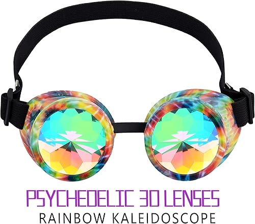 Miniatura 75 de Gafas de caleidoscopio retro con pinchos, gafas de cristal arcoíris steampunk estilo soldadura, gafas de cosplay punk