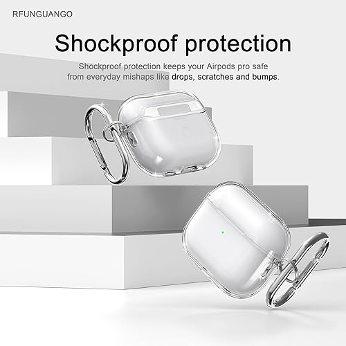 Miniatura 5 de RFUNGUANGO Funda protectora para Airpods Pro de 2 generación1 generación, funda de TPU suave para Airpods Pro 2, transparente con kit de limpieza,