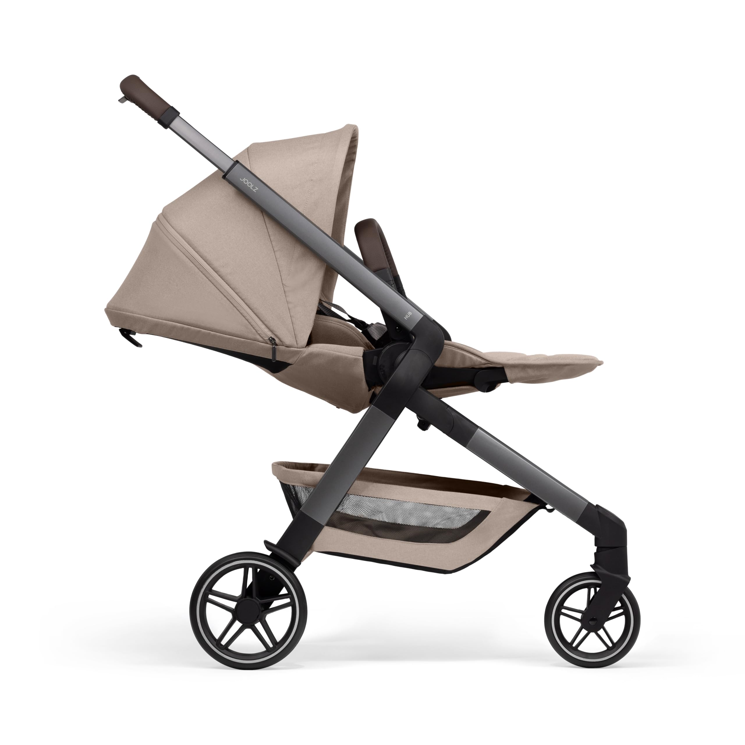 Joolz Hub2 Kompakter Kinderwagen Leichter City-Buggy ab Geburt bis 22kg Einhand-Faltmechanismus Wendbarer Sitz flache Liegeposition Sandy taupe