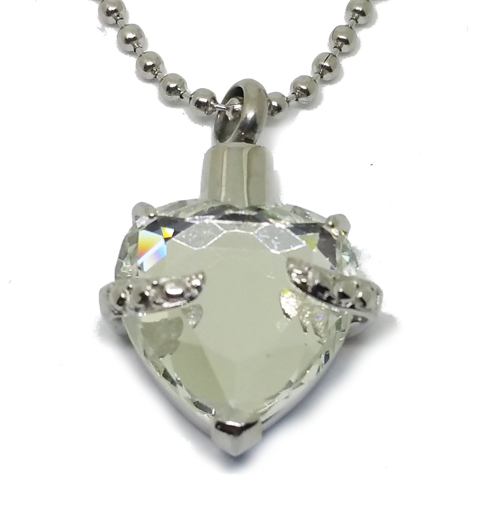 Lauren Annabelle Studio Cremation Urn Jewelry for Ashes Crystal White Gem Heart Keepsake Necklaces Stainless Pendant Women Mom