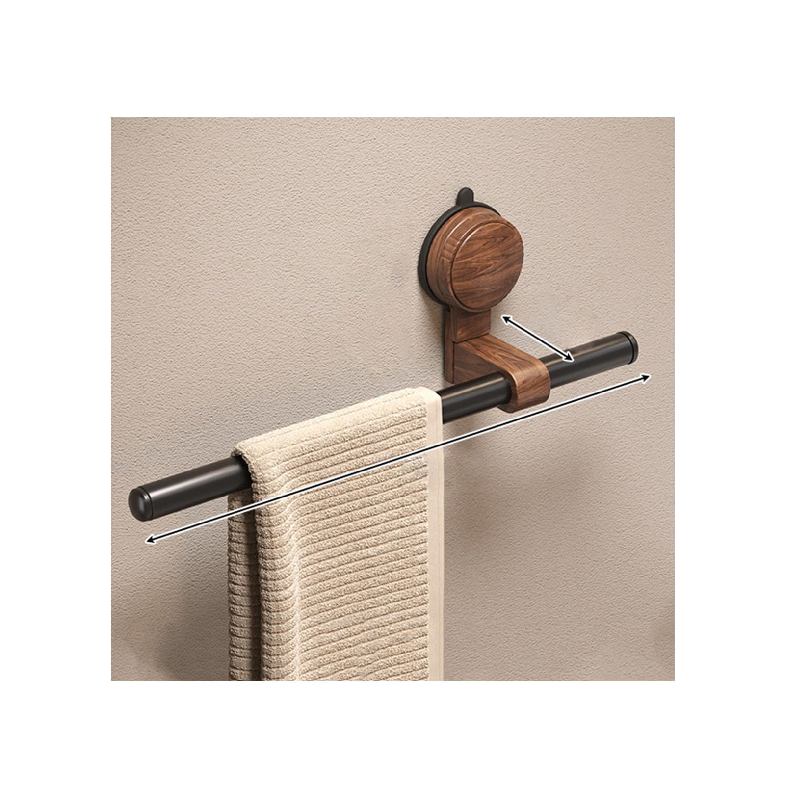 Porte-serviettes auto-adhésif mural en aluminium noir de 40 cm sans perçage