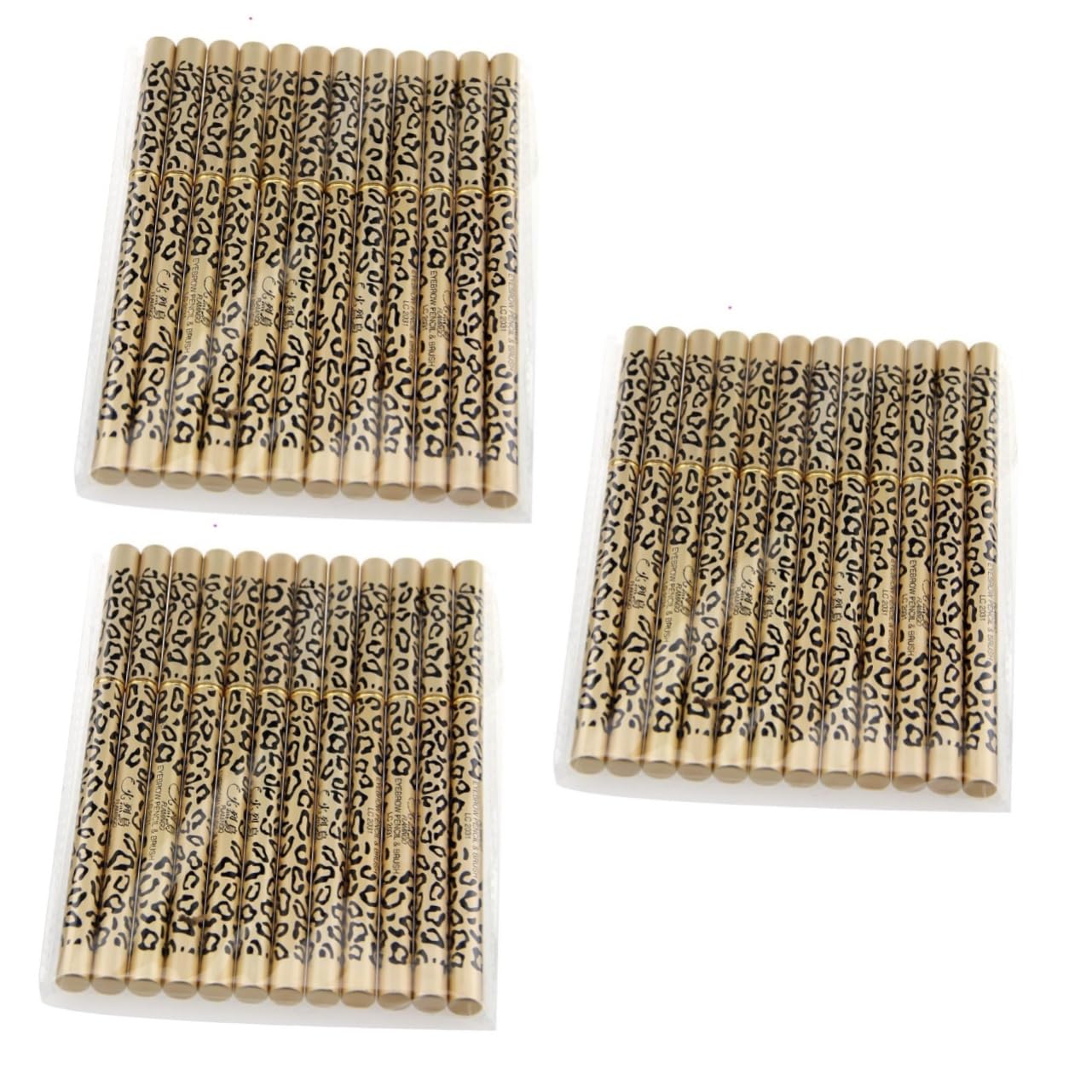 Healeved 3pezzi Matite Per Sopracciglia e Eyeliner Impermeabili Con Pennello Integrato Design a Doppia Testa Dura a Motivo Leopardo Per Trucco Professionale