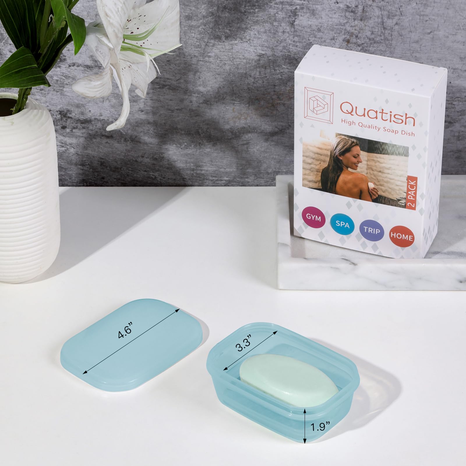 Quatish 1 porta sapone con sacchetto di sapone, contenitore per sapone da viaggio con coperchio, portasapone portatile, contenitore per sapone a tenuta stagna con perforazioni, portasapone per