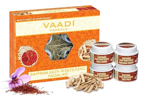 Vaadi Herbals Kit facial – Kit facial de sandalias de azafrán con aceite de sándalo, citronela, cáscara de naranja y manteca de karité, todo