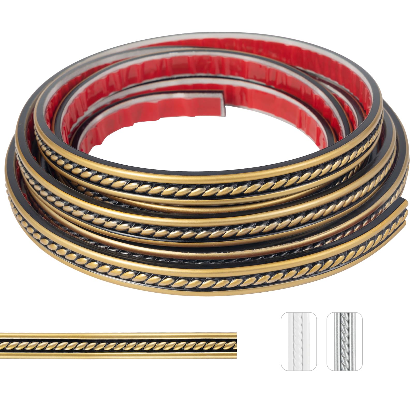 0.8" x16.4FT Black Gold Peel and Stick Crown Molding - Self-Adhesive PVC Trim with Elegant Finish for Mirror Frames, Cabinet & Decor