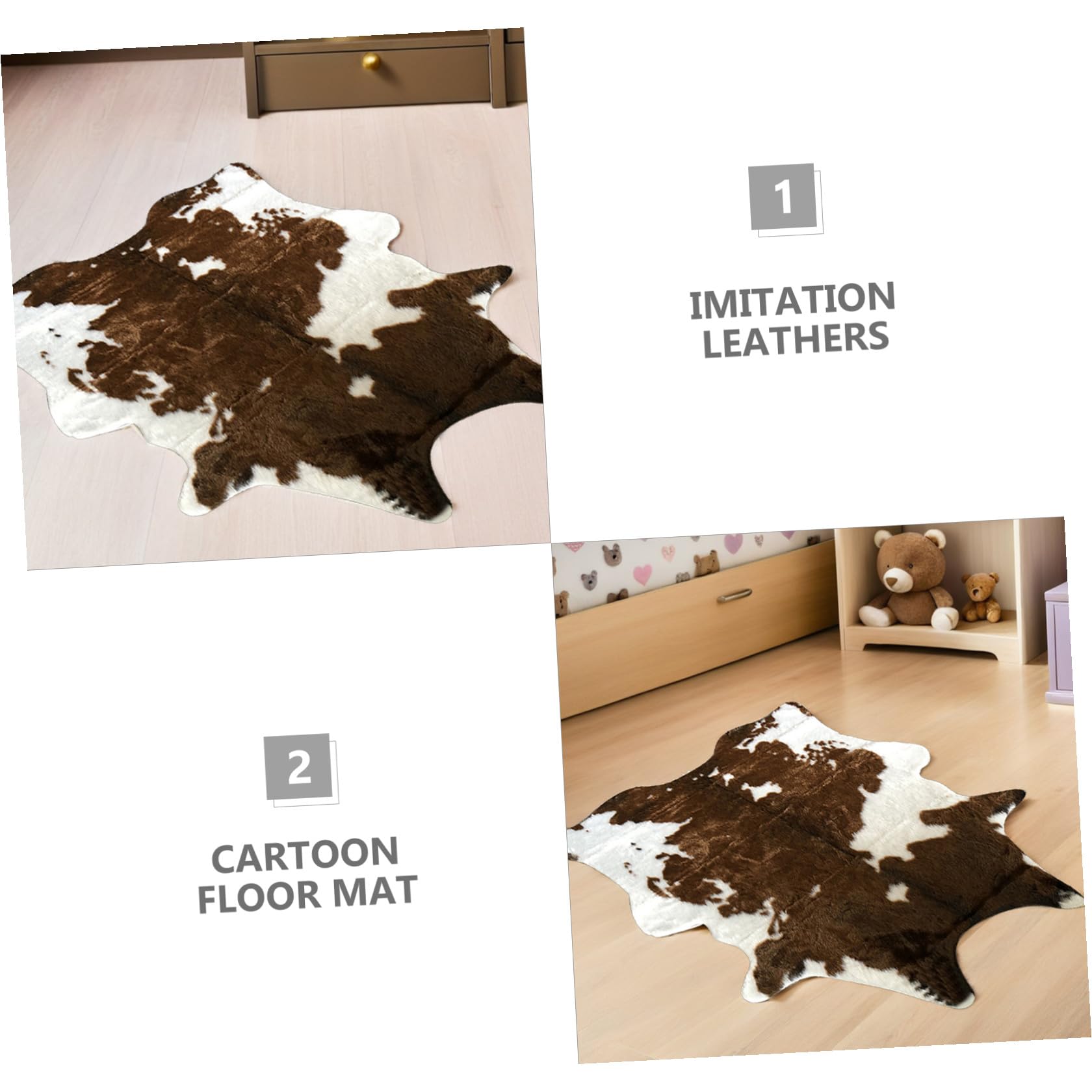 POPETPOP Tappeto Soffice Effetto Mucca in Materiale Confortevole, Lavabile e Riutilizzabile, Dimensioni 110X84 CM, Adatto per Soggiorno e Decorazione Casa