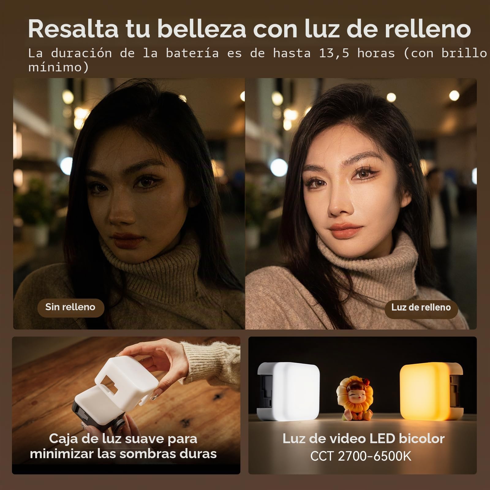 SMALLRIG VK-50 Kit de Vlogging, Trípode Plegable para Teléfono, Equipo de Grabación de Vídeo, con Trípode para Teléfono, Luz y Micrófono, Vlog Stick Portátil y Ligero para iPhone para Samsung-4369