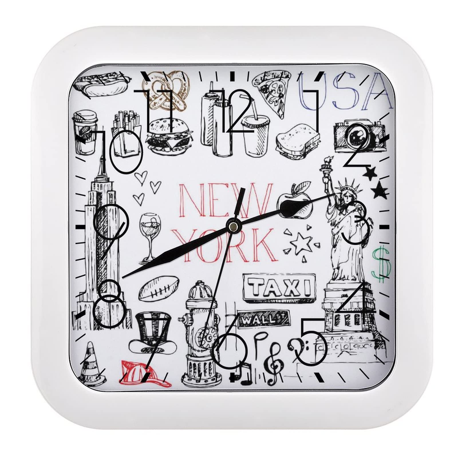 Pendule murale silencieuse 26x26cm horloge de salon moderne