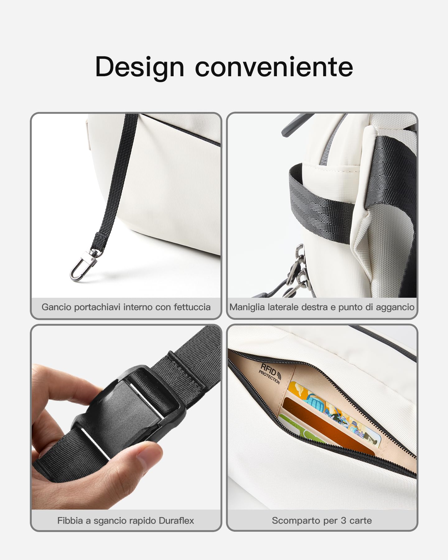 Inateck Sling Bag X-Pro, borsa a spalla e a tracolla espandibile e multifunzionale per dispositivi elettronici, 16 scomparti con tasca RFID, ideale per viaggi, pendolarismo, sport e tempo libero