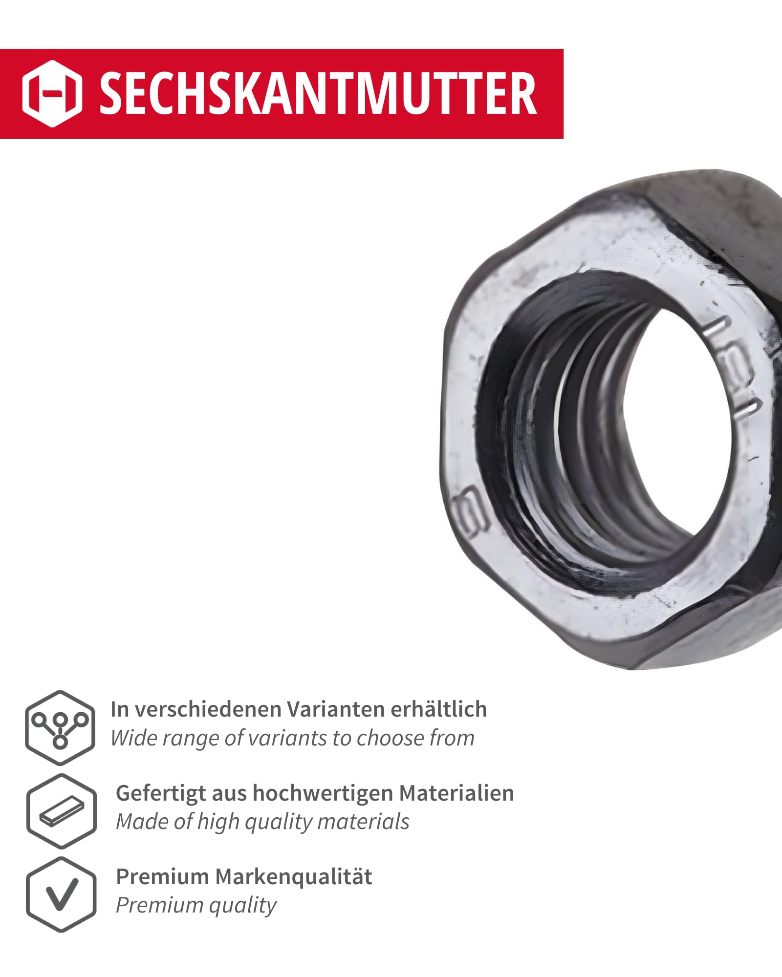 Gedotec Sechskantmutter DIN 934 | M36 | 20 Stück |verzinkter Stahl, schweißbar | Schraubenmutter, Standard, Verbindungselement | metrisches Regelgewinde, Mutter, Sechskant