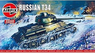 Airfix Russian T34 Medium Tank 1: 76 Vintage Classic Military Plastic Model Kit, Unpainted