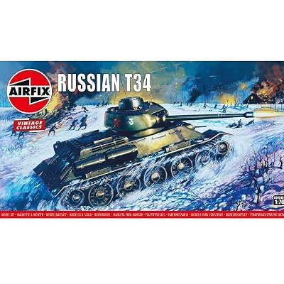 Airfix Model Tank - A01316V Russian T34, Plastic Model Kits for Adults & Kids 14+, 1:76 Scale, Skill Level 2, WW2 Theme 