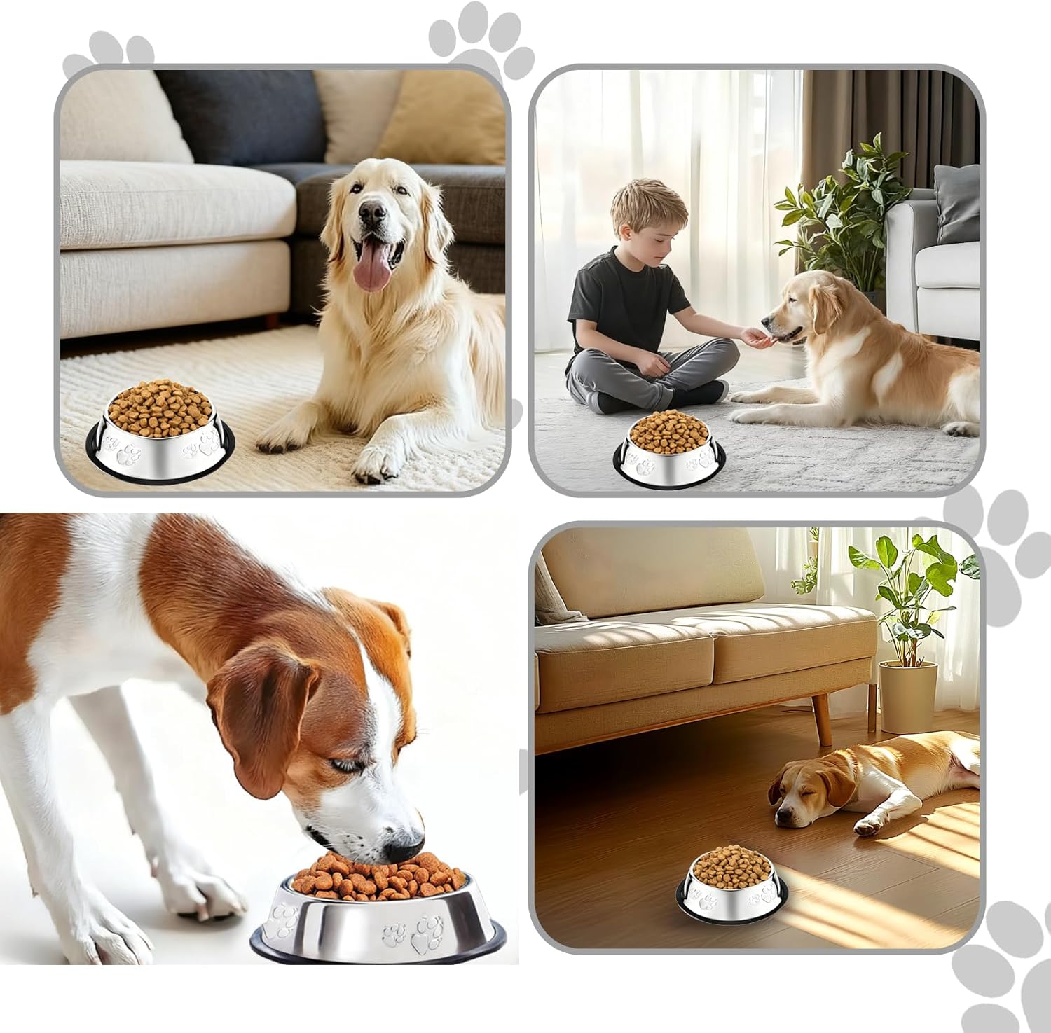 10 Pcs Stainless Steel Dog Bowl Pet Feeding Bowl with Rubber Base Non-Slip Pet Dishes Metal Dog Bowls Pet Food and Water Bowls for Small Medium Animals Kitten Rabbit (47.3 oz)