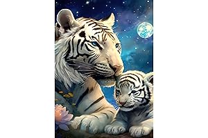 DOMROM Premium White Tiger Diamond Painting: Unleash Your Inner Artist