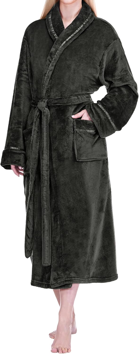 PAVILIA Robes For Women, Fleece Soft Fluffy Bathrobe, Plush Cozy Long Spa Robe
