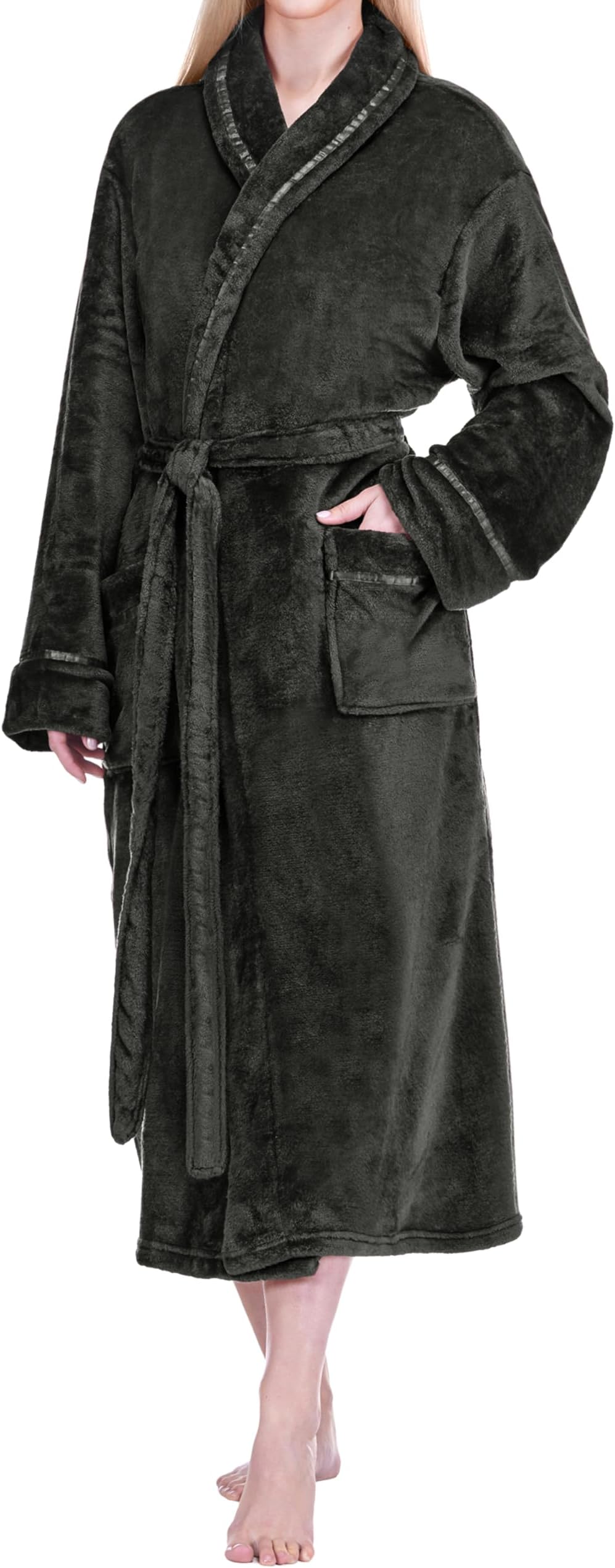 PAVILIA Robes For Women, Fleece Soft Fluffy Bathrobe, Plush Cozy Long Spa Robe