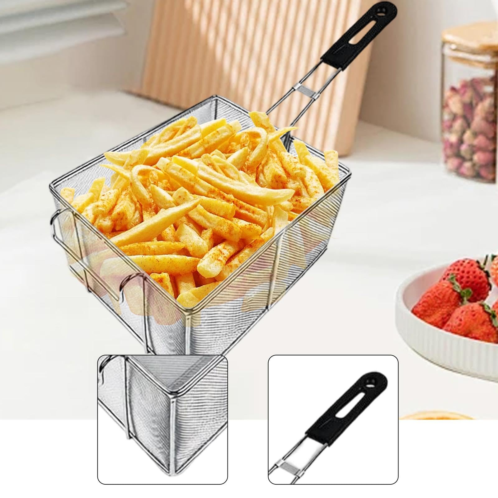 Cesta para Freír, Utensilio de Cocina, Cesta para Servir Barbacoa Y